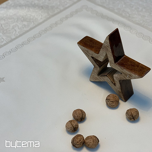 Božićni stolnjak ORNAMENT srebrni natur