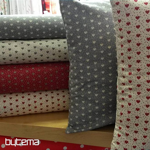 Pamučna tkanina MINI HEART 01 krem, crveno srce