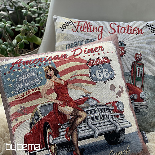 Navlaka za jastuk od tapiserije AMERICAN DINER ROUTE 66