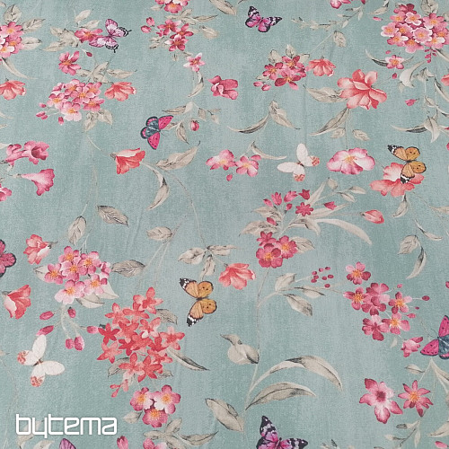 Dekorativna tkanina FLOWERS tirkizna