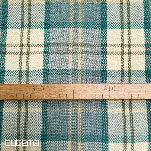 pokrovna tkanina LEWIS ARCHEL 142 cm - KÁRO PETROLEJ