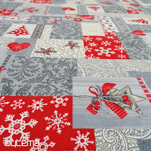 Dekorativna tkanina PATCHWORK Christmas siva