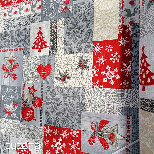 Dekorativna tkanina PATCHWORK Christmas siva