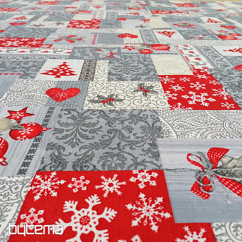 Dekorativna tkanina PATCHWORK Christmas siva