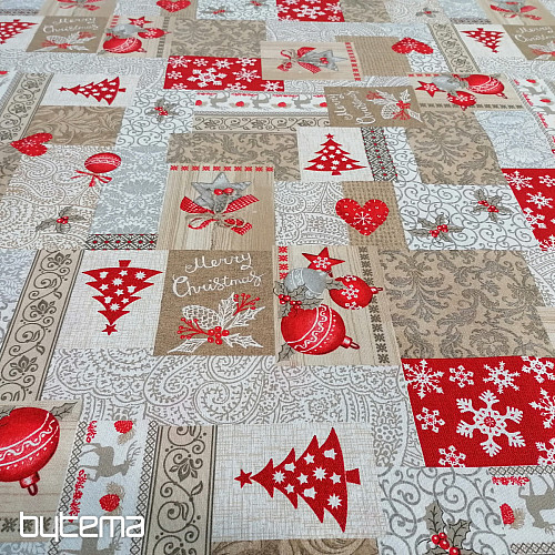 Dekorativna tkanina PATCHWORK Christmas bež