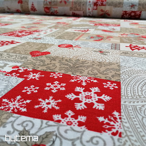 Dekorativna tkanina PATCHWORK Christmas bež