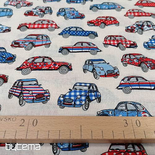 Pamučna tkanina CARS crveno-plava