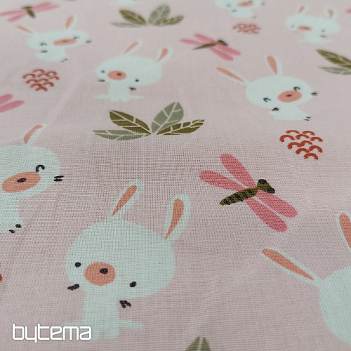 Ružičasta BUNNY pamučna tkanina