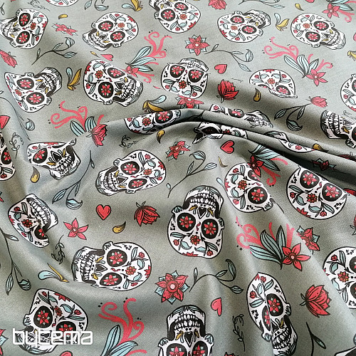Pamučna tkanina SKULL kaki