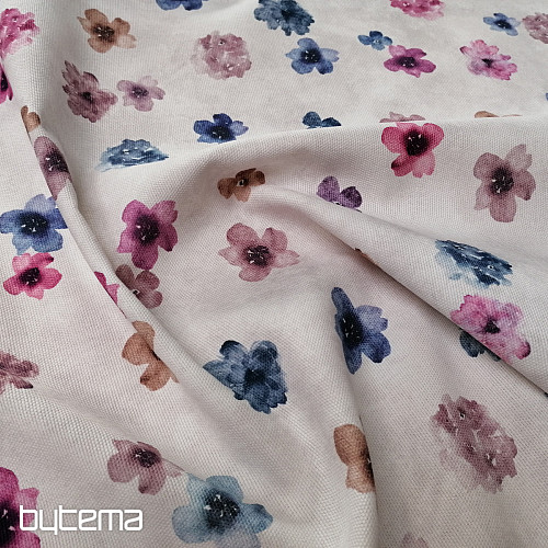 Dekorativna tkanina FLOWERS ljubičasto-plava