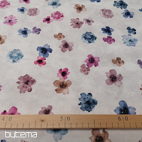 Dekorativna tkanina FLOWERS ljubičasto-plava