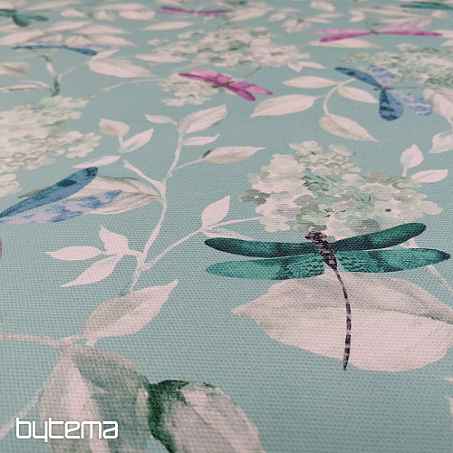 Dekorativna tkanina ROSETO DRAGONFLY tirkizna