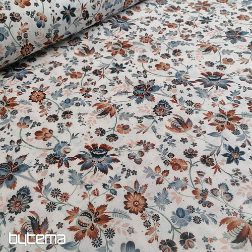 Pamučna tkanina VARANASI KALAMKARI bijela