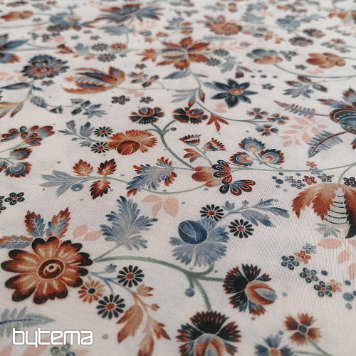 Pamučna tkanina VARANASI KALAMKARI bijela