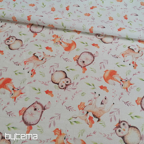 Pamučna tkanina Sove i jeleni