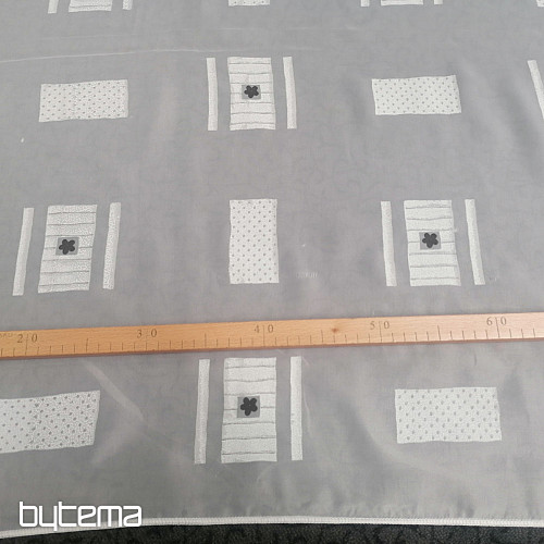 Bež-siva kockasta voile zavjesa 180