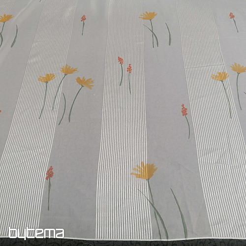 Voile zavjesa bijele pruge s cvjetovima 829291/05