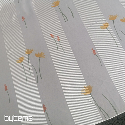 Voile zavjesa bijele pruge s cvjetovima 829291/05