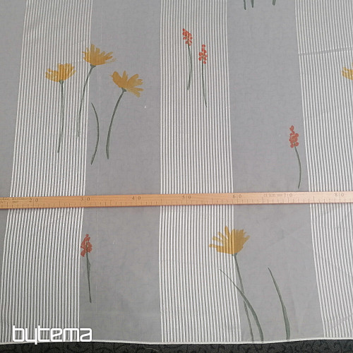 Voile zavjesa bijele pruge s cvjetovima 829291/05