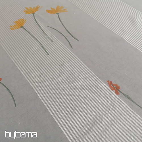 Voile zavjesa bijele pruge s cvjetovima 829291/05