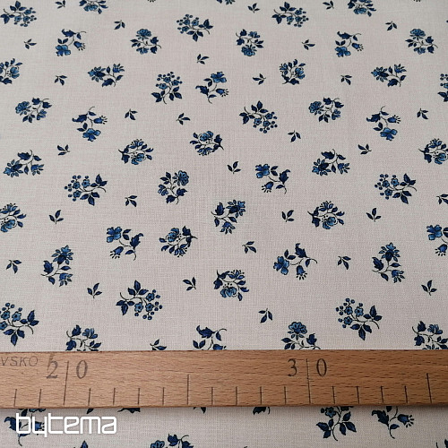 Pamučna tkanina MAJOLIKA plavi cvijet