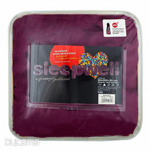 Mikroflanel plahta SLEEP WELL tamna. ljubičasta