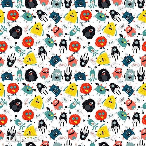 Dječji pamučni saten MONSTERS digital