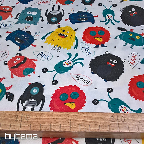 Dječji pamučni saten MONSTERS digital