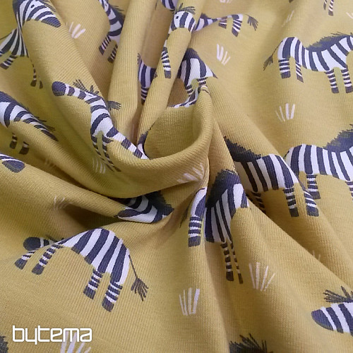 Žuto-zeleno ZEBRA pamučno pletivo