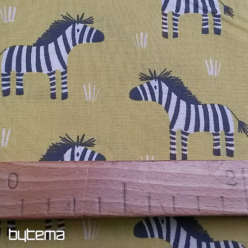 Žuto-zelena ZEBRA pamučna tkanina