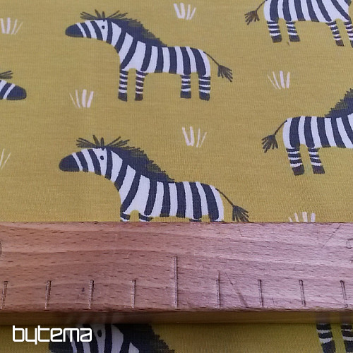 Žuto-zeleno ZEBRA pamučno pletivo