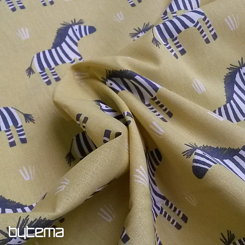 Žuto-zelena ZEBRA pamučna tkanina